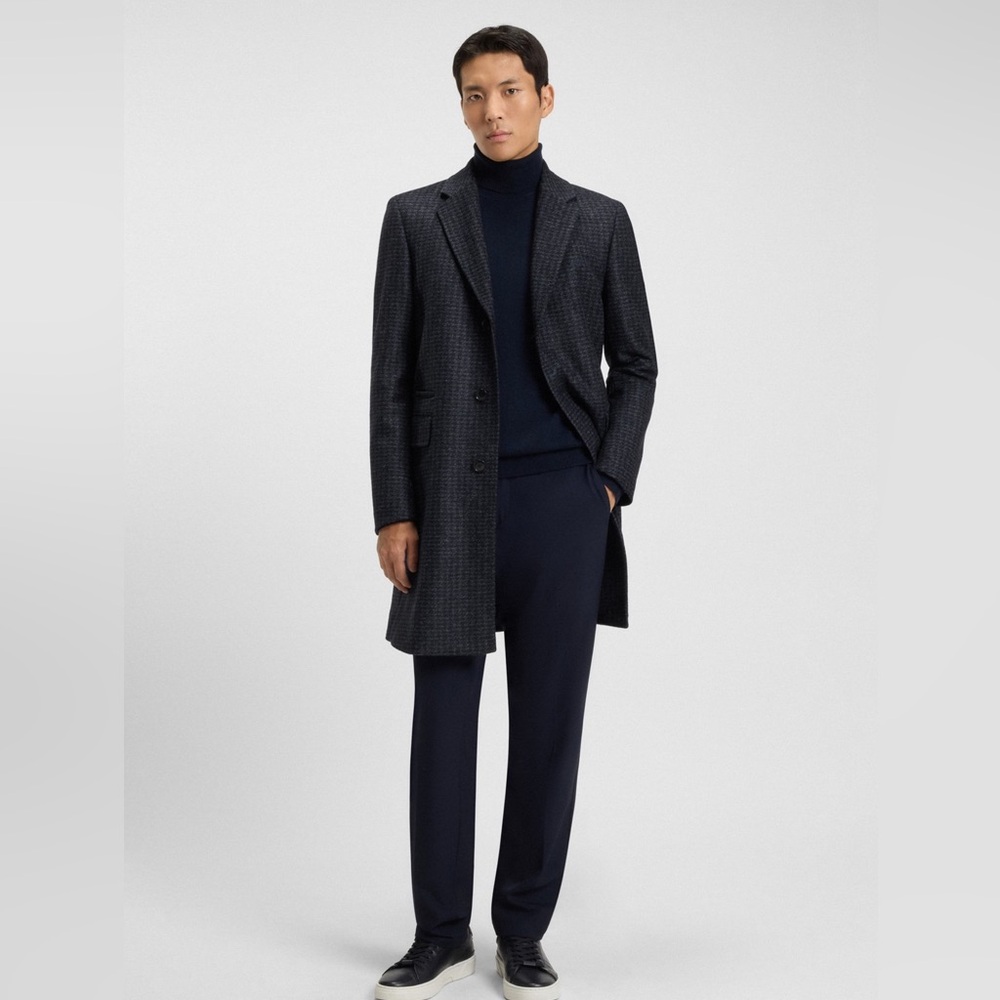 Hugo Boss Lennard Cashmere and Wool Navy 3 Button Detachable Inner Coat